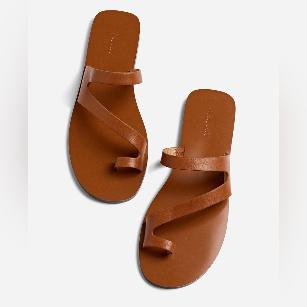 NEW Madewell The Gabi Asymmetric-Strap Sandal warm coffee